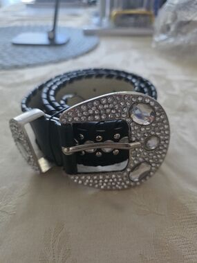 Brown Crystal Buckle Belt - Women